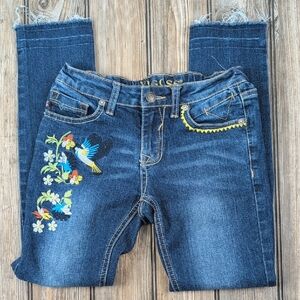 ​Vigoss Girls Embroidered Bird & Flower Jeans Dark Wash Skinny Size 10​